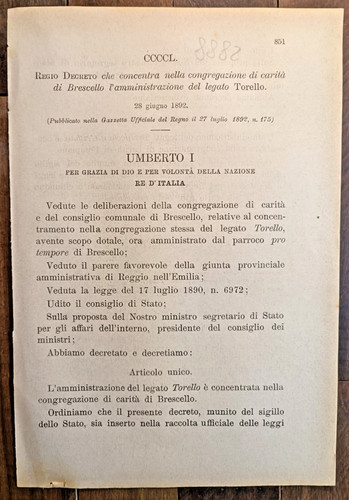 1892 brescello regio - 1892, in